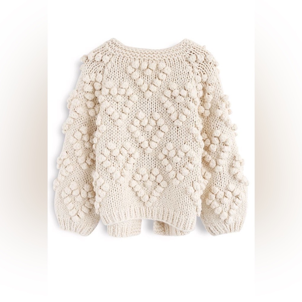 Chicwish Cream Hand-Knit Bobble Cardigan - Picture 6 of 6
